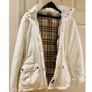 Burberry Winter White Down Puffer Jacket Fur Hood